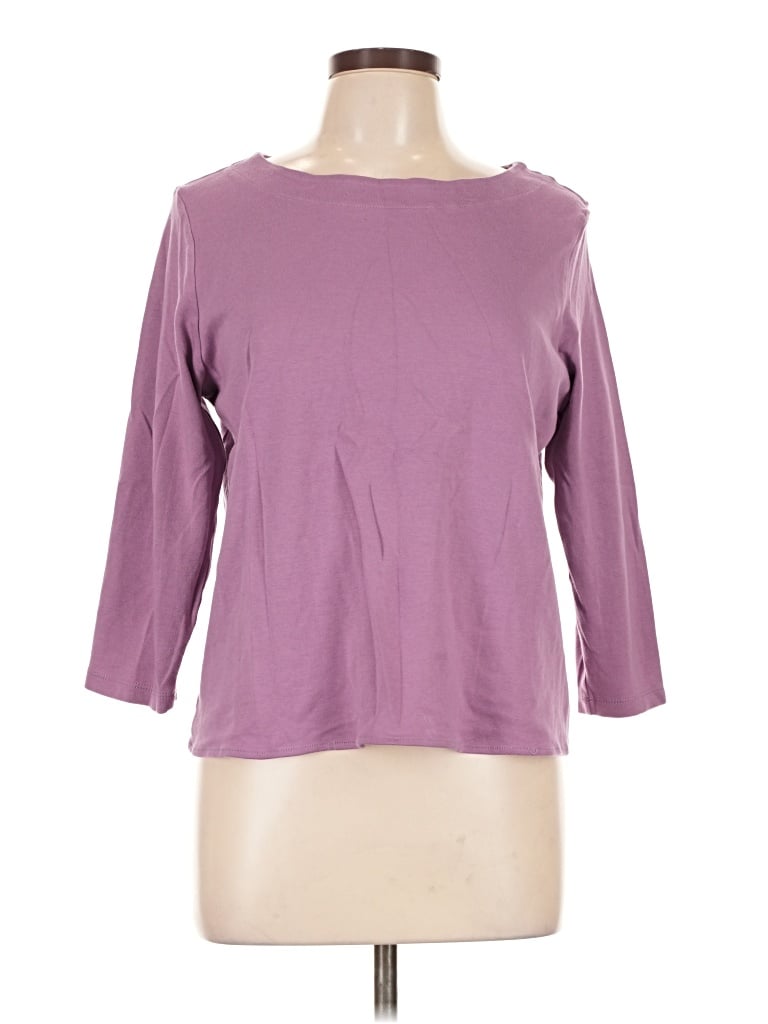 Pre-owned Coldwater Creek 3/4 Sleeve T-shirt In Purple