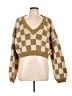 Blue Blush Checkered-gingham Tan Pullover Sweater Size L - photo 1