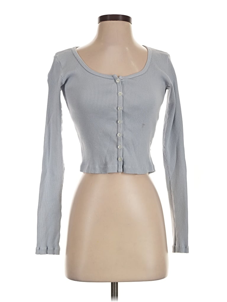 Pre-owned Brandy Melville Long Sleeve Top Blue Sweetheart Neckline Tops