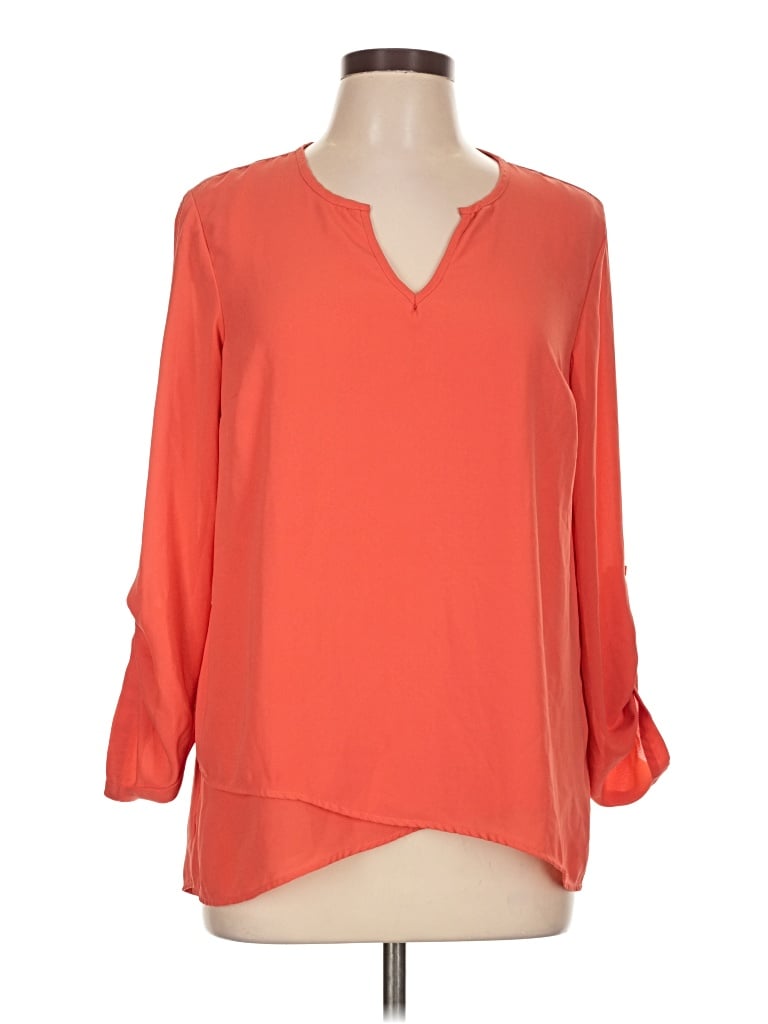 Pre-owned Charming Charlie 3/4 Sleeve Blouse In Orange