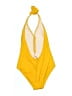Solid & Striped Solid Yellow One Piece Swimsuit Size L - photo 2