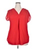 INC International Concepts 100% Polyester Red Short Sleeve Blouse Size XXL - photo 1
