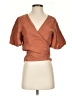 Vetta Brown Short Sleeve Blouse Size XS - photo 1