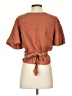Vetta Brown Short Sleeve Blouse Size XS - photo 2