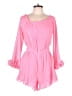 Pink Lily 100% Polyester Solid Pink Romper Size L - photo 1