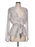 Max Studio 100% Polyester Polka Dots Silver Long Sleeve Blouse Size L - photo 1