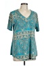 Assorted Brands Teal Short Sleeve Blouse Size L - photo 1