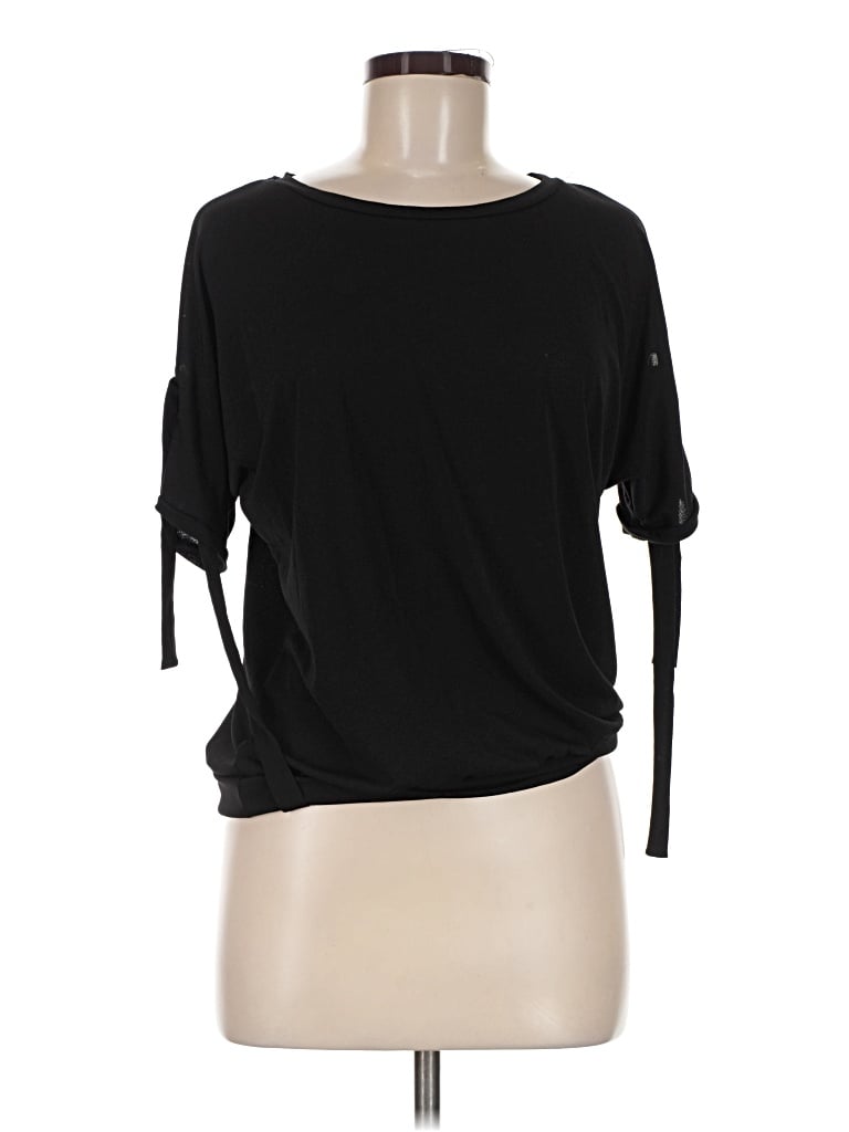 Pre-owned Always Indigo Short Sleeve Top Black Boatneck Tops