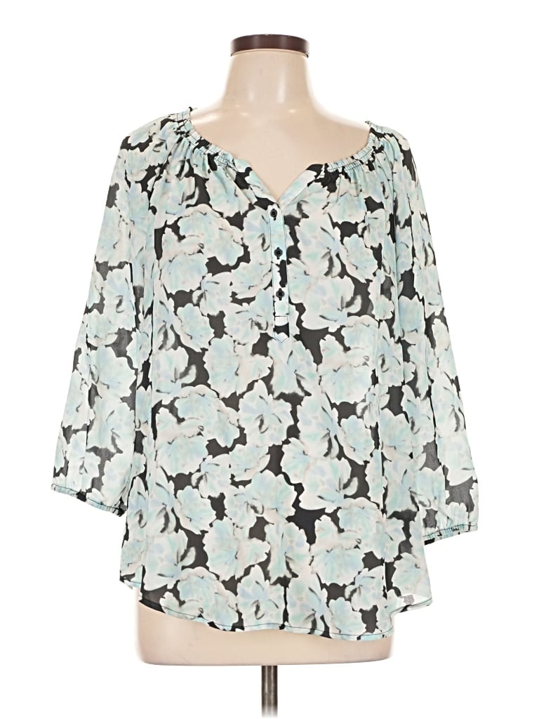 Pre-owned Apt. 9 3/4 Sleeve Blouse In Teal