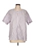 Max Studio 100% Cotton Stripes White Short Sleeve Blouse Size L - photo 1