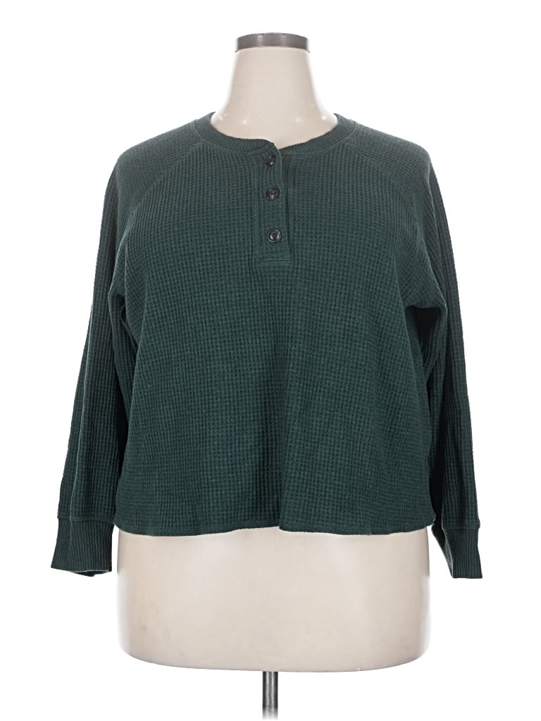 Pre-owned Old Navy Long Sleeve Henley Shirt In Teal