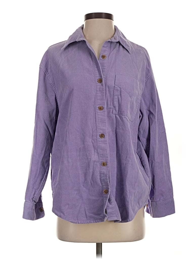 Pre-owned Wild Fable Long Sleeve Button Down Shirt In Purple