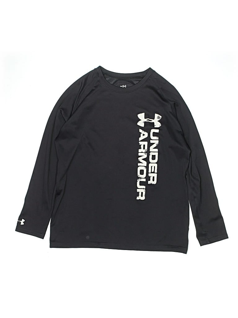Pre-owned Under Armour Kids' Long Sleeve Top Black Tops
