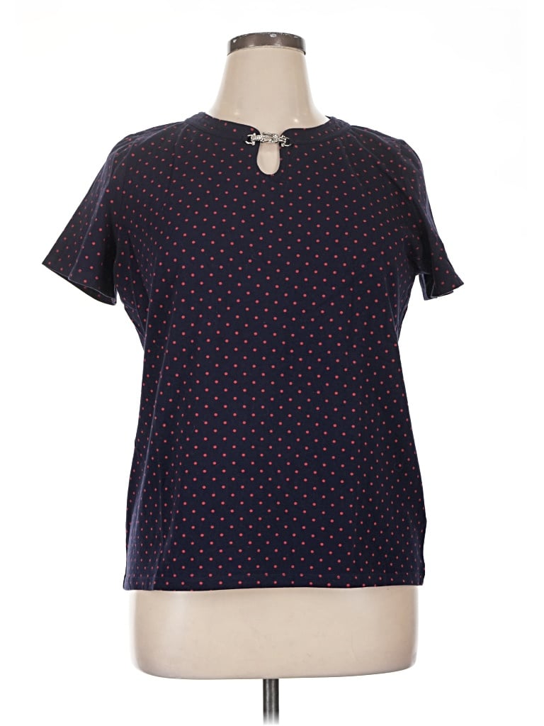 Pre-owned Talbots Outlet Short Sleeve Blouse In Blue