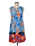 MSK Print Blue Casual Dress Size M (petite) - photo 1