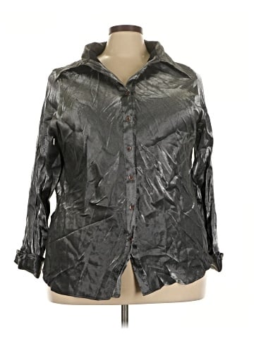Fashion Bug 3/4 Sleeve Button-Down Shirt (view 1)