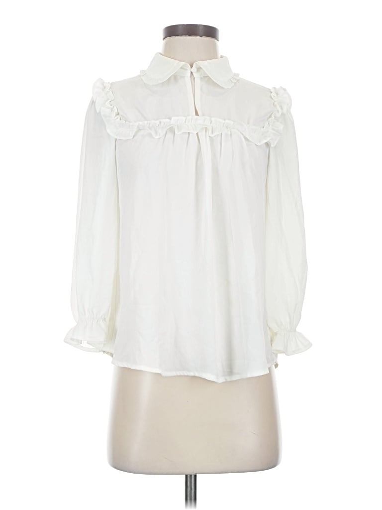 Pre-owned E&m Collection Long Sleeve Blouse In Ivory