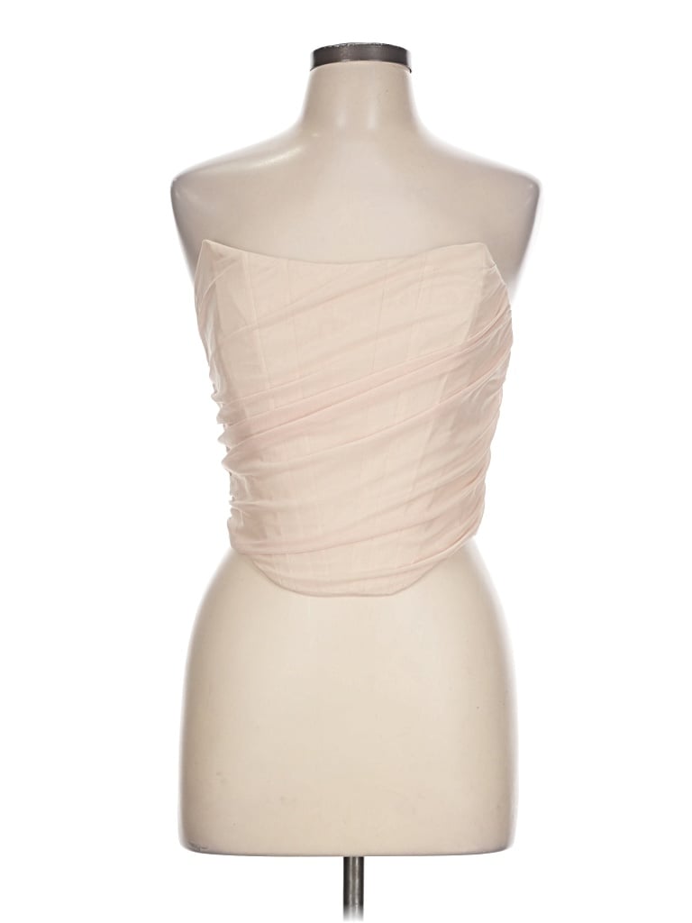 Unbranded Sleeveless Top Tan Strapless Neckline Tops In Neutral