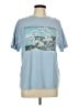 Pull&Bear Floral Blue Short Sleeve T-Shirt Size L - photo 1