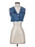 Love Tree Blue Sleeveless Button-Down Shirt Size S - photo 1