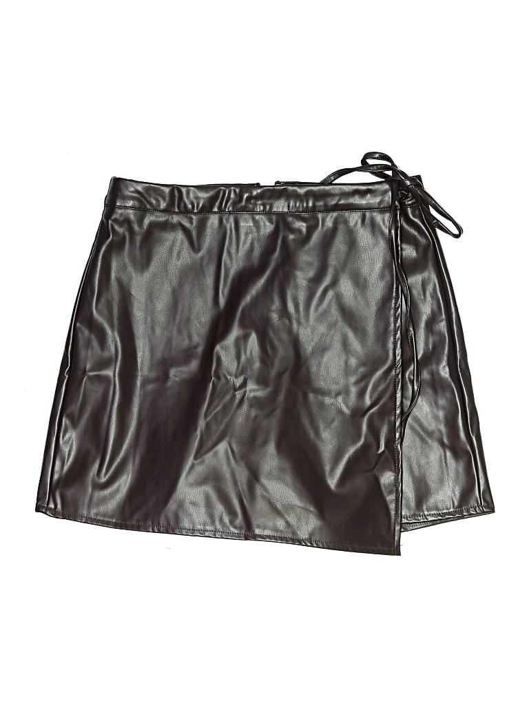 Pre-owned Sadie & Sage Faux Leather Skirt In Silver
