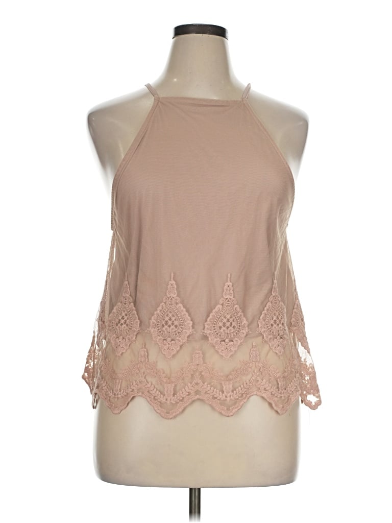 Pre-owned Charlotte Russe Sleeveless Blouse In Tan
