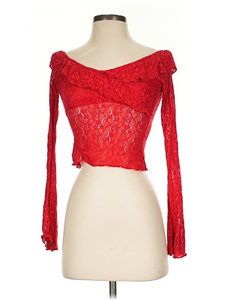 Pre-owned Motel Long Sleeve Blouse In Red