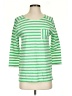 Talbots 100% Cotton Stripes Green 3/4 Sleeve Top Size XS - photo 1