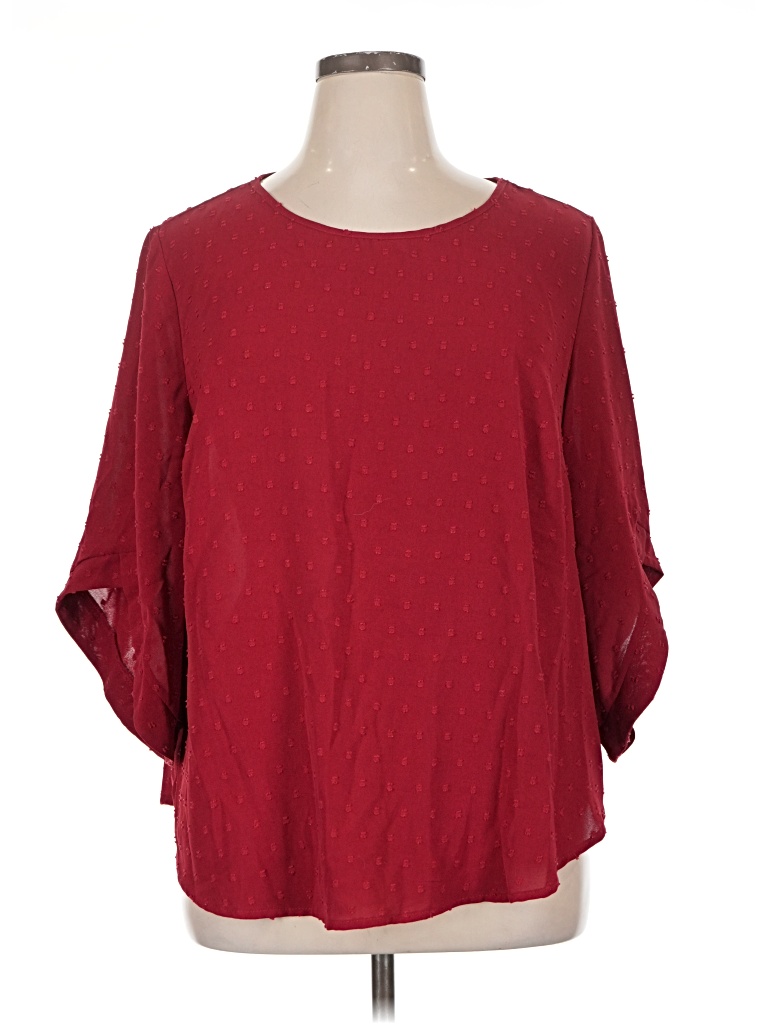 Pre-owned Bloomchic 3/4 Sleeve Blouse In Red