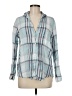 Grayson 100% Linen Plaid Blue Long Sleeve Blouse Size Med (3) - photo 1