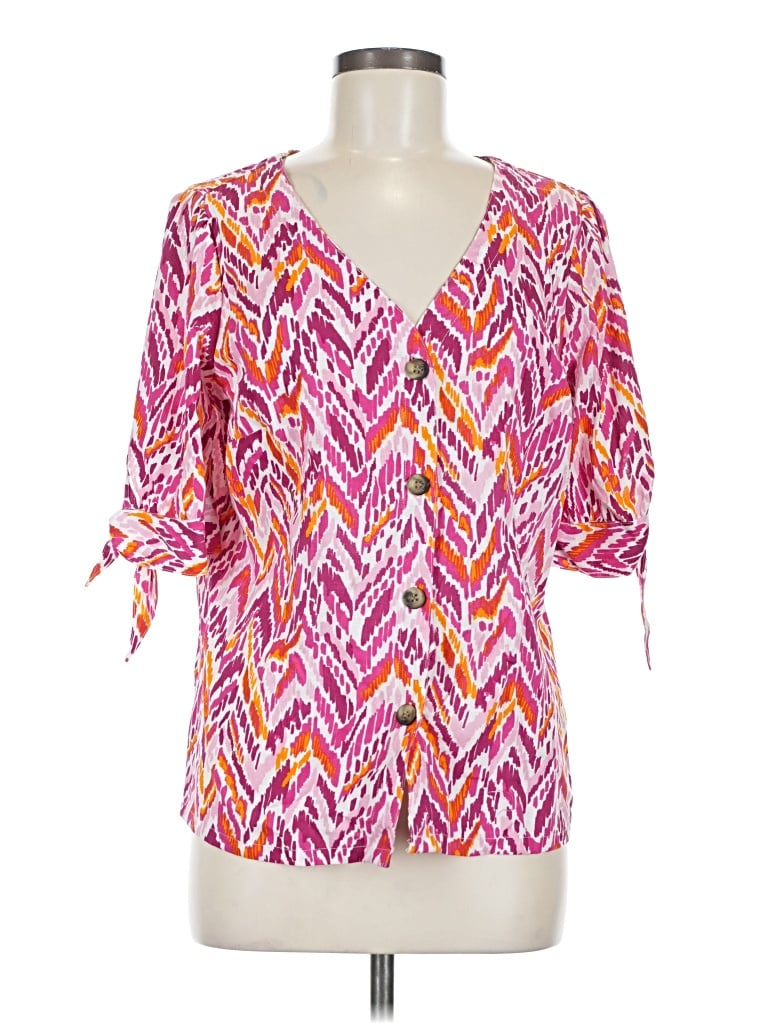 Pre-owned Emily Daniels 3/4 Sleeve Blouse In Pink