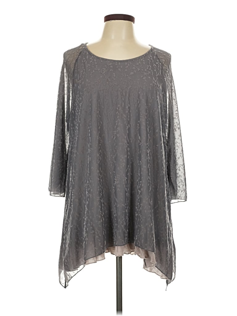 Pre-owned Indigo Soul 3/4 Sleeve Blouse In Gray