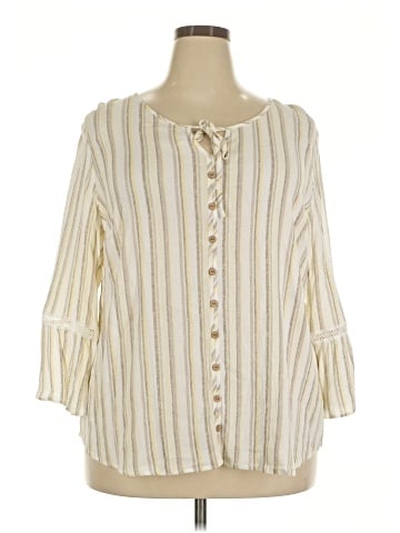 I.N. Studio 3/4 Sleeve Button-Down Shirt (view 1)
