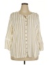 I.N. Studio 100% Rayon Stripes Ivory 3/4 Sleeve Button-Down Shirt Size 2X - photo 1