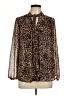 Daniel Rainn Animal Print Brown Long Sleeve Blouse Size L - photo 1