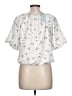 Ann Taylor White Short Sleeve Blouse Size Lg Petite - photo 2