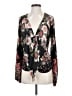 Free People 100% Polyester Hearts Tropical Floral Black Long Sleeve Blouse Size S - photo 1