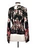 Free People 100% Polyester Hearts Tropical Floral Black Long Sleeve Blouse Size S - photo 2