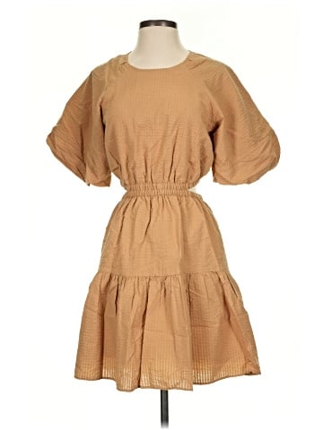 Madewell Seersucker Puff-Sleeve Cutout Mini Dress (view 1)