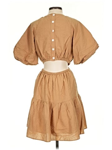 Madewell Seersucker Puff-Sleeve Cutout Mini Dress (view 2)