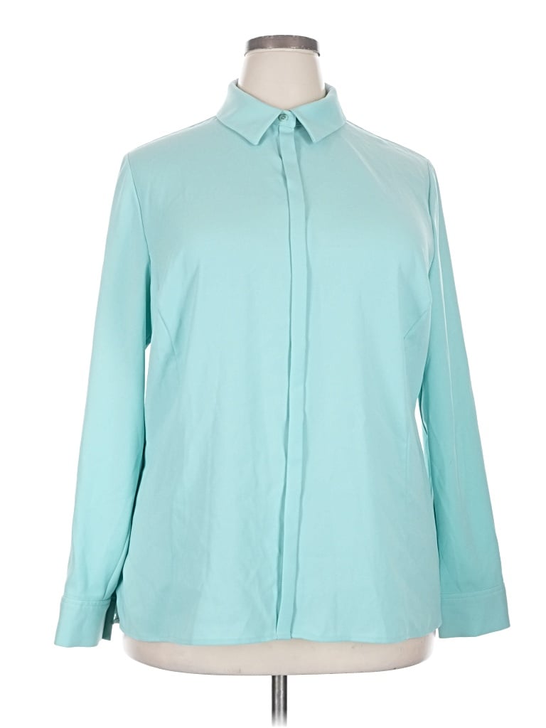 Pre-owned Valerie Stevens Long Sleeve Blouse In Teal