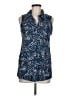 Chico's Animal Print Blue Sleeveless Button-Down Shirt Size M - photo 1