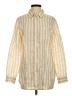 Gap 100% Linen Stripes Yellow Long Sleeve Button-Down Shirt Size S - photo 1