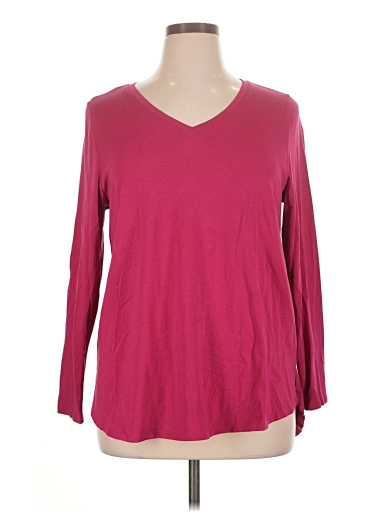 Pre-owned Soft Surroundings 3/4 Sleeve T-shirt In Burgundy