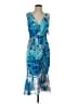 Connected Apparel 100% Polyester Print Blue Cocktail Dress Size 4 - photo 1