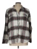 Natural Reflections 100% Cotton Plaid Silver Long Sleeve Button-Down Shirt Size L - photo 1