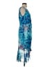 Connected Apparel 100% Polyester Print Blue Cocktail Dress Size 4 - photo 4