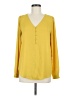 Ann Taylor LOFT 100% Polyester Solid Yellow Long Sleeve Blouse Size M - photo 1