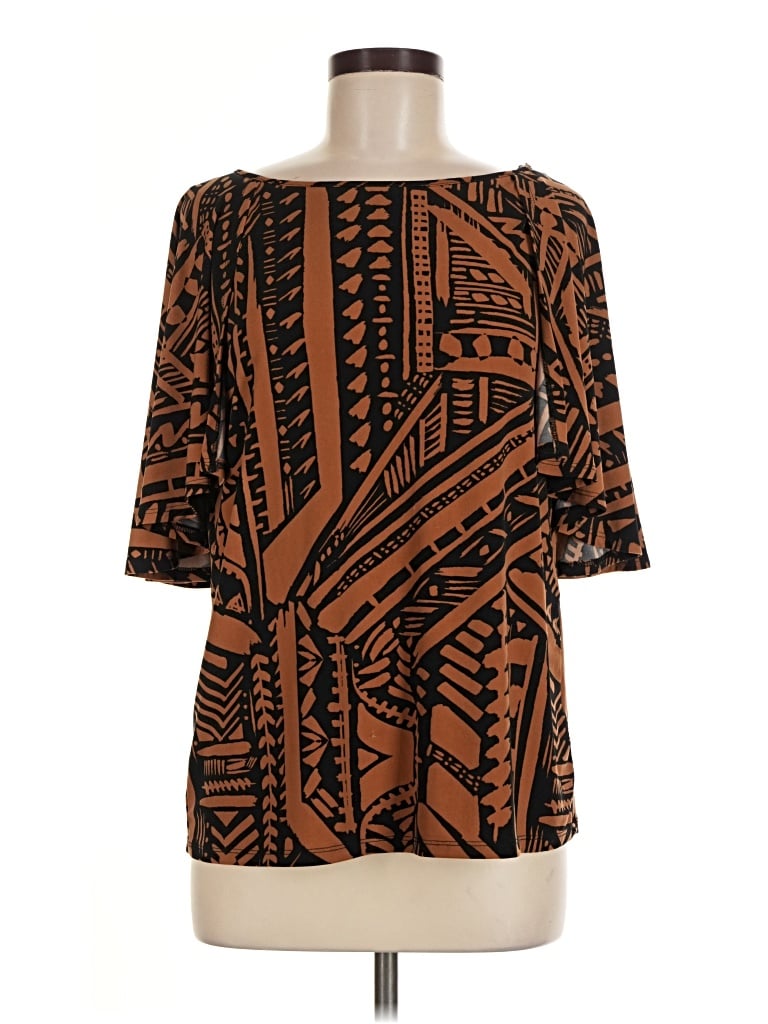 Pre-owned Iman 3/4 Sleeve Blouse In Brown