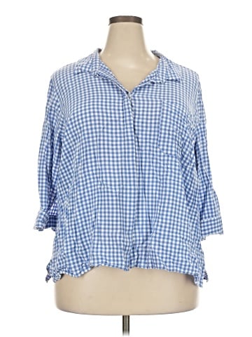 Per Se 3/4 Sleeve Button-Down Shirt (view 1)